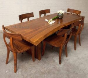 Meja Makan Set Kayu Trembesi 6 Kursi