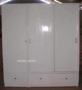 Lemari Pakaian 3 Pintu Warna Duco Putih
