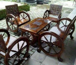 kursi tamu roda kayu jati