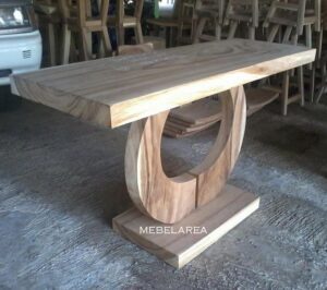 meja trembesi modern kaki cincin