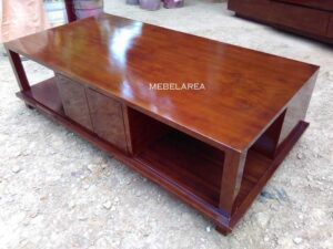 meja kopi laci minimalis kayu jati