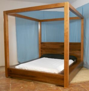 tempat tidur kanopi minimalis modern jati