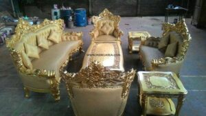 Jual Furniture Set Sofa Tamu Romawi Royal Gold Emas Ukir Mewah Halus Harga Murah