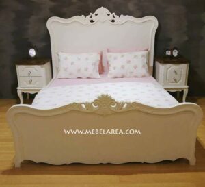 jual tempat tidur duco putih nakas kayu mahoni