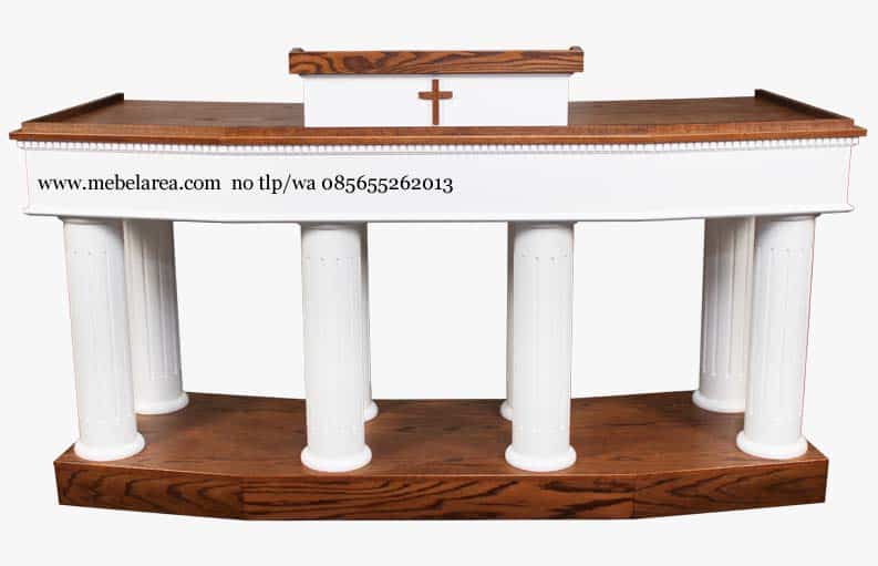 mimbar gereja katolik warna duco putih kayu jati mahoni solid